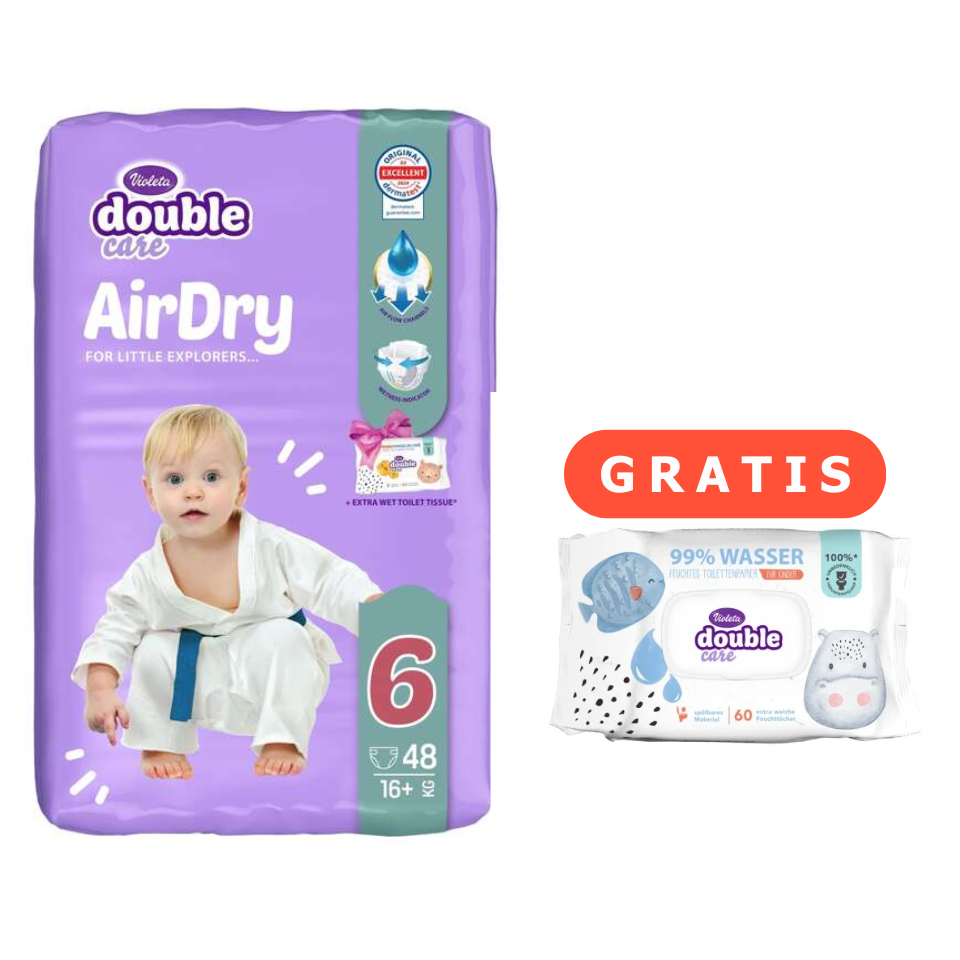 VIOLETA Double Care pelene 6 – AirDry tehnologija + gratis vlažni papir