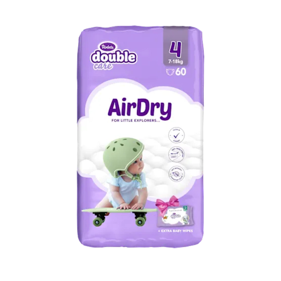VIOLETA Double Care pelene 4 – AirDry tehnologija + gratis vlažne maramice