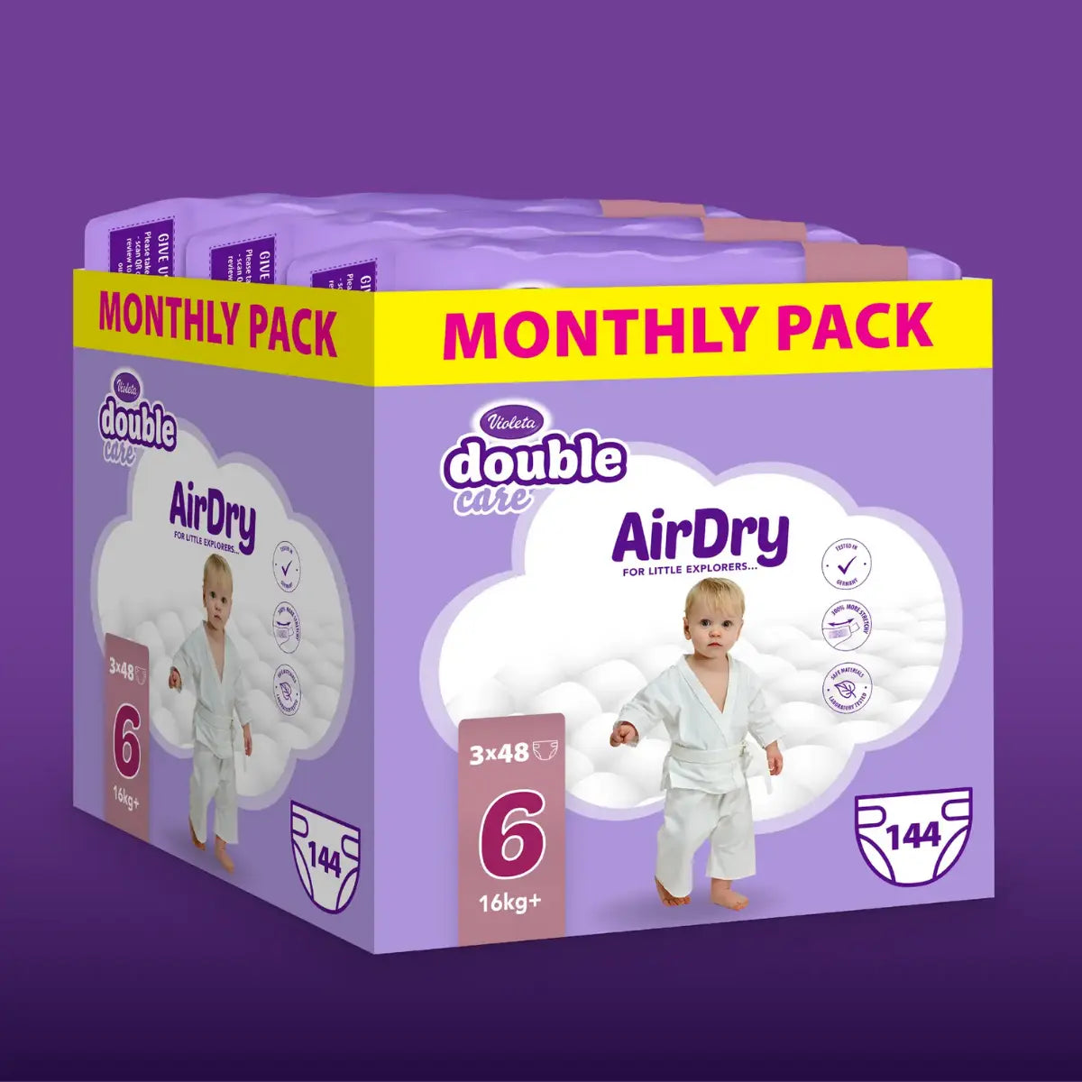 VIOLETA Pelene air dry 6 (+16KG) MONTHLY PACK 3x48 (144 komada)