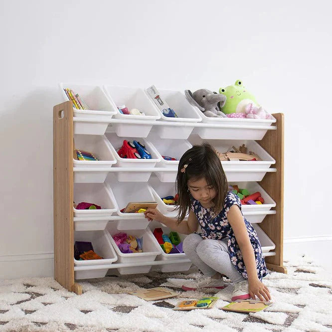 Organizator za Dječije Igračke GINGER HOME drvo i bijelo JWTR-3278