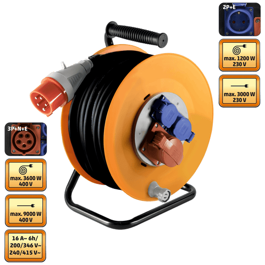 home Motalica za kabl, 25 met., H07RN-F, 5 x 2.5 mm², IP44 - HJR 400-25