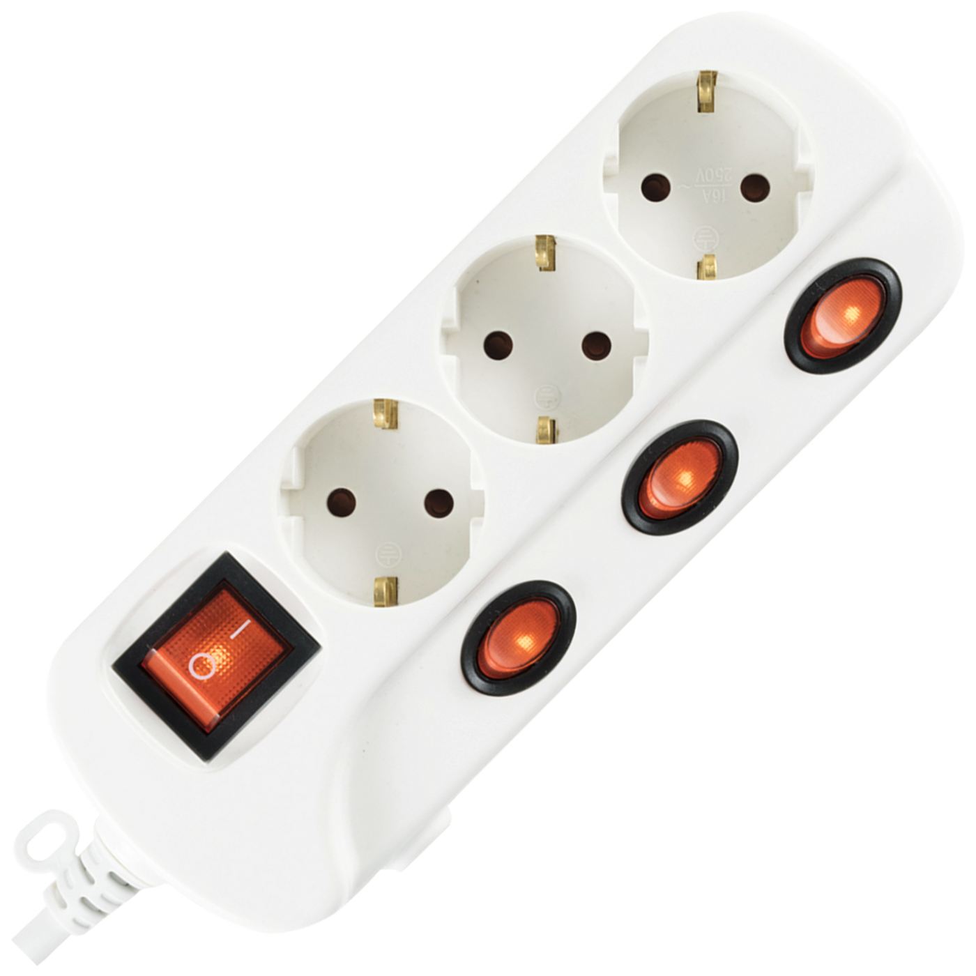 home Produžni kabl sa zaštitom, 3 utičnice, 1.0mm², 1.5 met - NVK 03K/WH