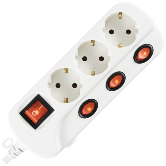 home Produžni kabl sa zaštitom, 3 utičnice, 1.0mm², 1.5 met - NVK 03K/WH