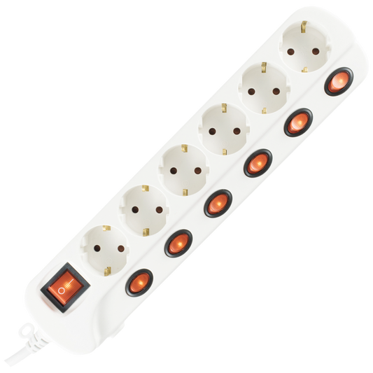 home Produžni kabl sa zaštitom, 6 utičnica, 1.0mm², 1.5 met - NVK 06K/WH