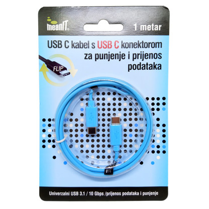 MeanIT USB kabl za smartphone, USB C / USB C, 1 met - KMUSBC2