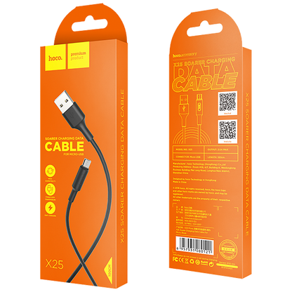 hoco. USB kabl za smartphone, micro USB kabl, 1 met., 2 A, crna - X25 Soarer Micro USB, Black