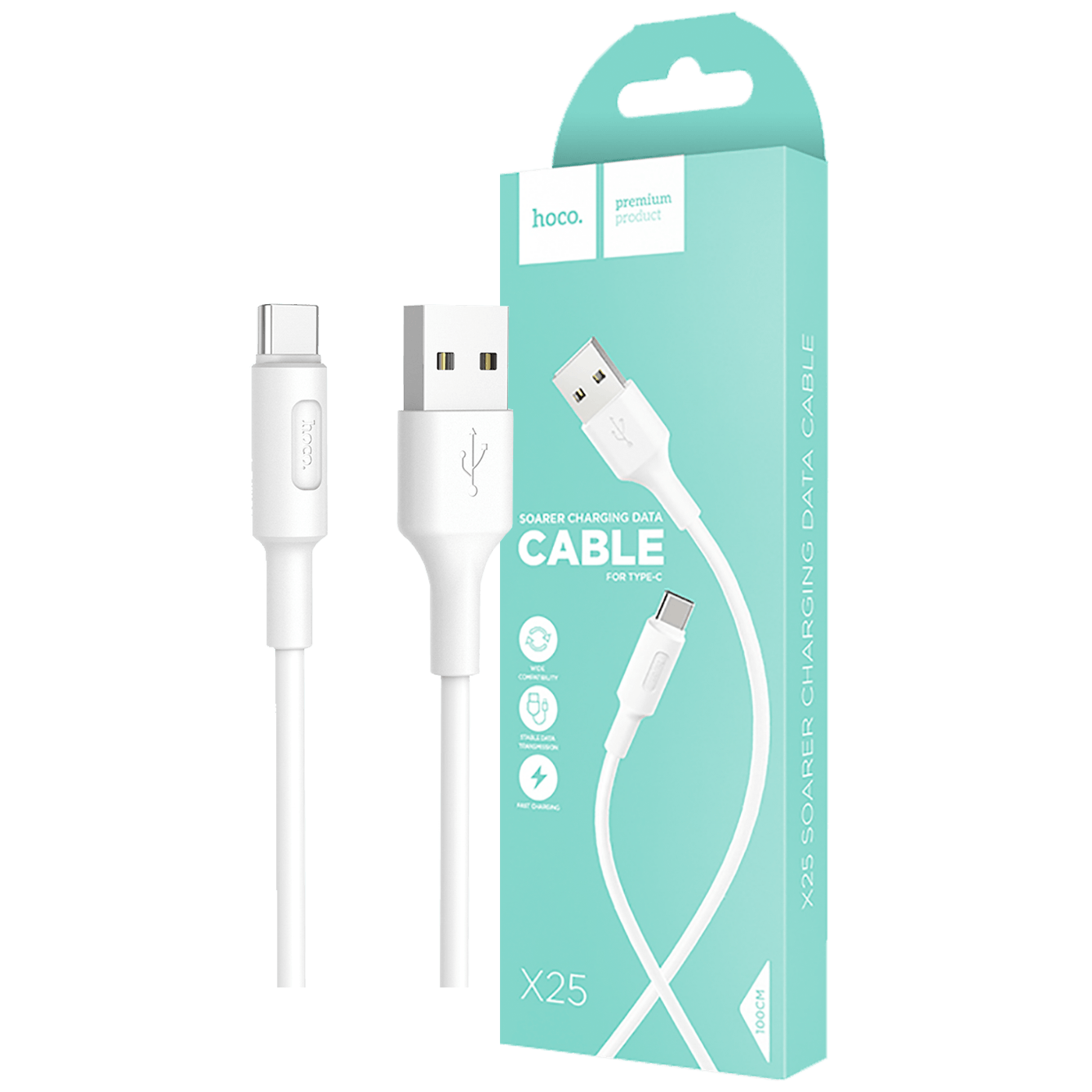 hoco. USB kabl za smartphone, USB type C kabl, 1 met, 2 A,bijela - X25 Soarer USB type C, White