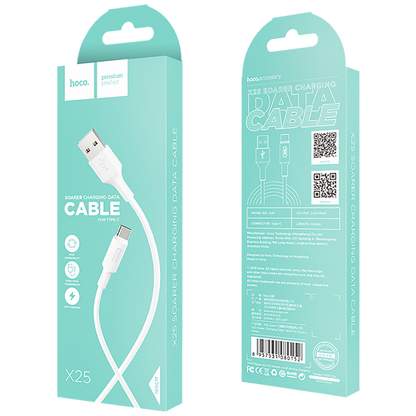 hoco. USB kabl za smartphone, USB type C kabl, 1 met, 2 A,bijela - X25 Soarer USB type C, White
