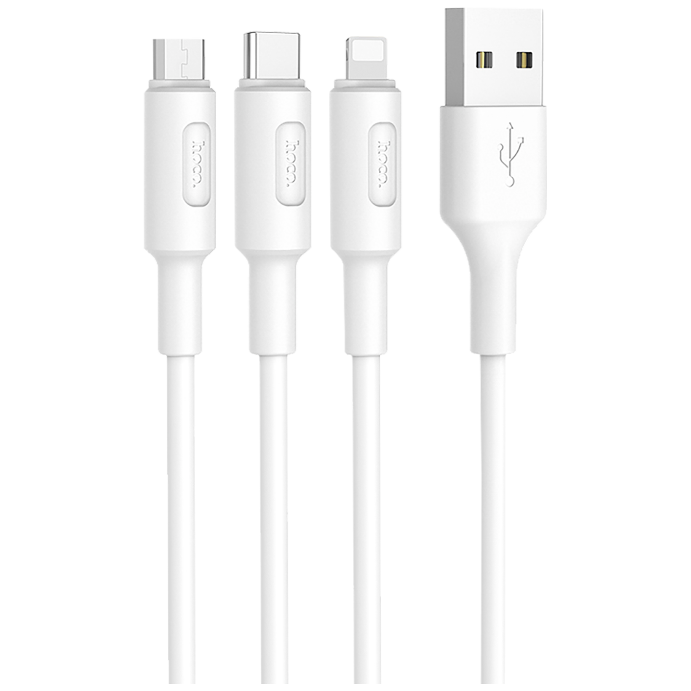 hoco. USB kabl, 3in1, microUSB, USB type C, Lightning, 1 met, 2 A - X25 Soarer 3in1, White