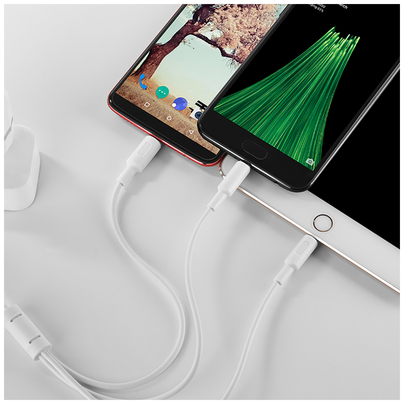 hoco. USB kabl, 3in1, microUSB, USB type C, Lightning, 1 met, 2 A - X25 Soarer 3in1, White