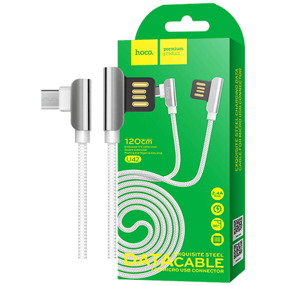 hoco. USB kabl za smartphone, micro USB, 1.2 met., 2.4 A, bijela - U42 Exquisite steel, Micro USB, WH