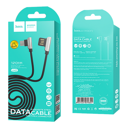 hoco. USB kabl za smartphone, USB type C, 1.2 met., 2.4 A, crna - U42 Exquisite steel, USB type C, BK