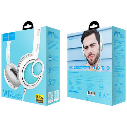 hoco. Slušalice sa mikrofonom, 3.5 mm,dužina kabela 1.5 met,bijela - W17 Delightful Headphones MIC WH