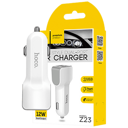 hoco. Auto punjač za smartphone, 2 x USB, 5V / 2.4 A - Z23 Grand Style Dual port