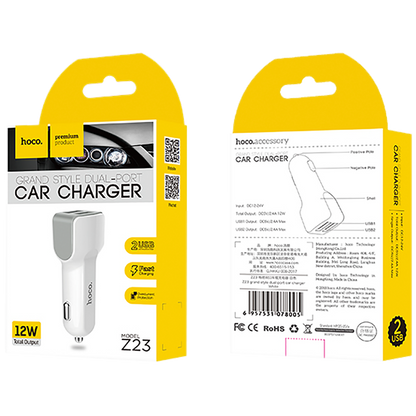 hoco. Auto punjač za smartphone, 2 x USB, 5V / 2.4 A - Z23 Grand Style Dual port