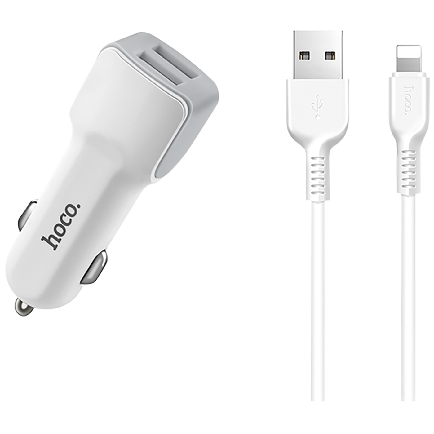 hoco. Auto punjač sa Lightning kabelom, 2 x USB, 5 V/2.4 A - Z23 Grand Style set, Lightning