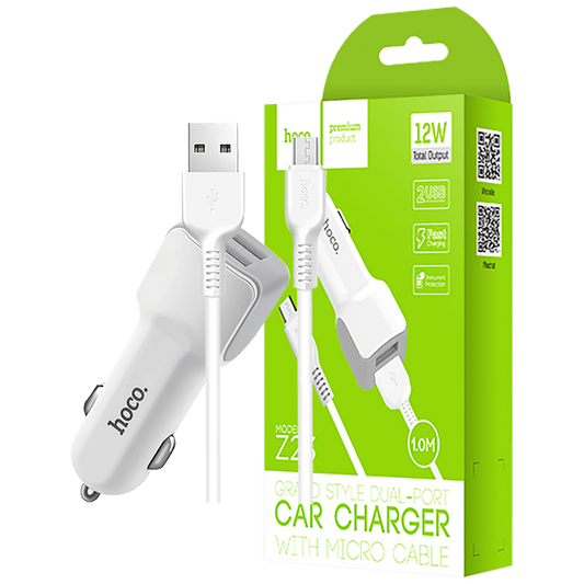 hoco. Auto punjač sa micro USB kabelom, 2 x USB, 5 V/2.4 A - Z23 Grand Style set, micro USB