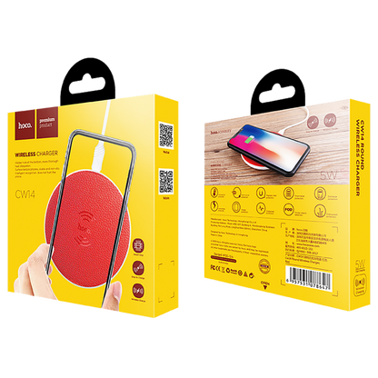 hoco. Punjač bežični, univerzalni, za smartphone, 5 W, crvena - CW14 Wireless charger, RD
