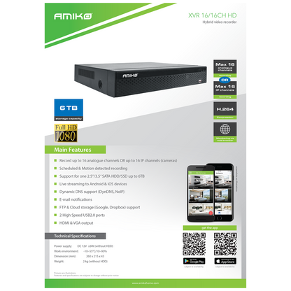 Amiko Home 16 kanalni snimač za video nadzor - XVR 16/16CH HD DVR