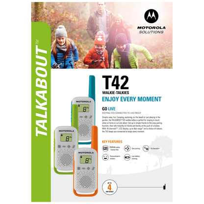 Motorola Walkie Talkie, domet 4 km, 16 kanala, plava - TLKR T42 BL