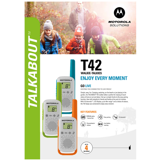 Motorola Walkie Talkie, domet 4 km, 16 kanala - TLKR T42 TRIPLLE