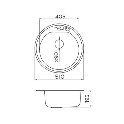 X Granit sudoper- Venera E510/180 F90 crna