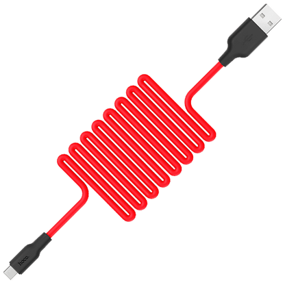 hoco. USB kabl za smartphone,silikonski,1.2 met, 2 A,crno/crveni - X21 Silicone USB type C, Black/Red