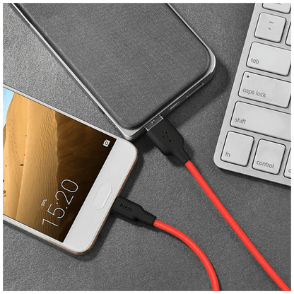 hoco. USB kabl za smartphone,silikonski,1.2 met, 2 A,crno/crveni - X21 Silicone USB type C, Black/Red