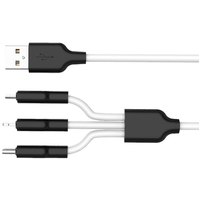hoco. USB kabl, 3in1, microUSB, type C, Lightning, 1.2 met., 2 A - X21 Silicone 3in1, Black/White