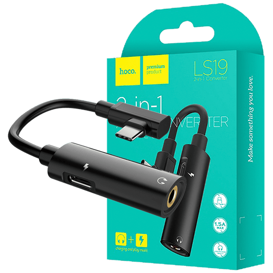 hoco. Adapter za slušalice 2in1, USB type C na type C / 3.5 mm - LS19 Type-C to 3.5 mm