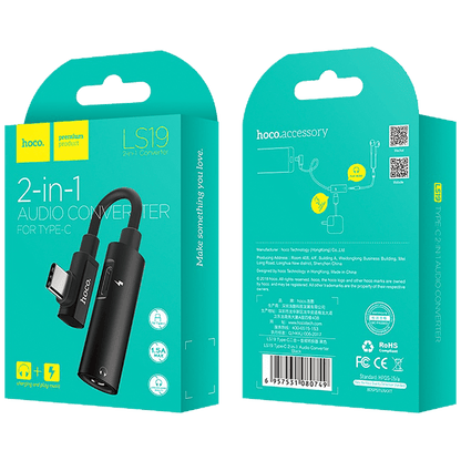 hoco. Adapter za slušalice 2in1, USB type C na type C / 3.5 mm - LS19 Type-C to 3.5 mm