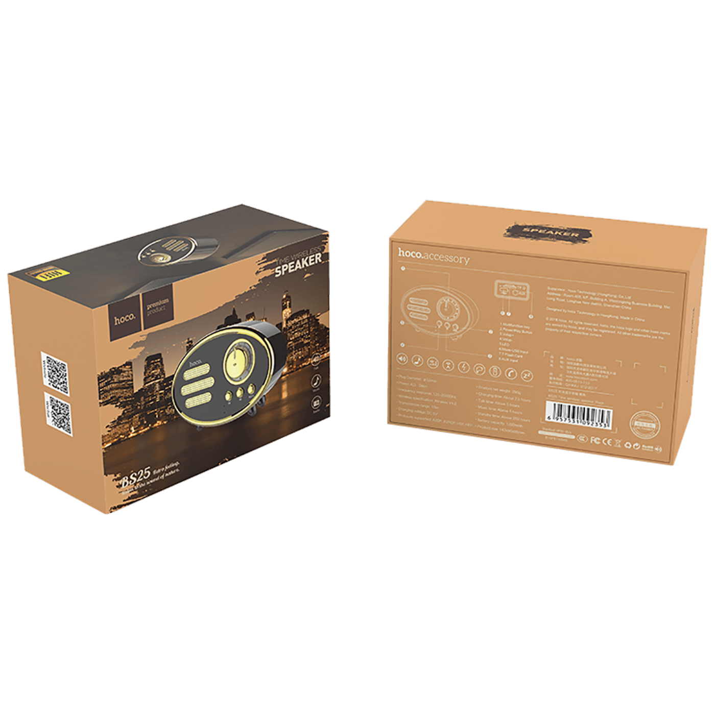 hoco. Zvučnik bežični, Bluetooth,retro, 1200 mAh, 5 h, 5 W, crna - BS25 Time, Bluetooth, retro, black