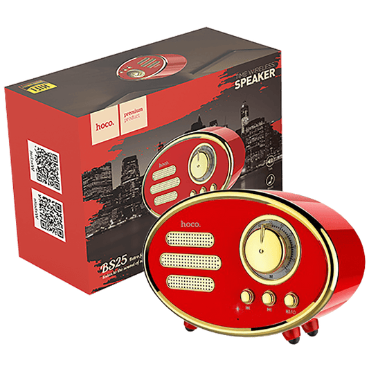 hoco. Zvučnik bežični, Bluetooth,retro, 1200 mAh, 5 h, 5 W, crvena - BS25 Time, Bluetooth, retro, red