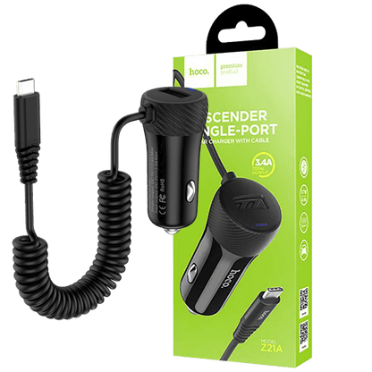hoco. Auto punjač sa micro USB kabelom, 1 x USB,  2.4 A max. - Z21A Ascender single USB