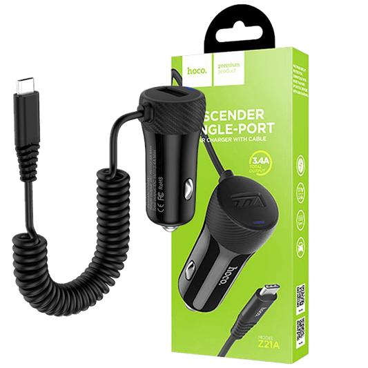 hoco. Auto punjač sa micro USB kabelom, 1 x USB,  2.4 A max. - Z21A Ascender single USB