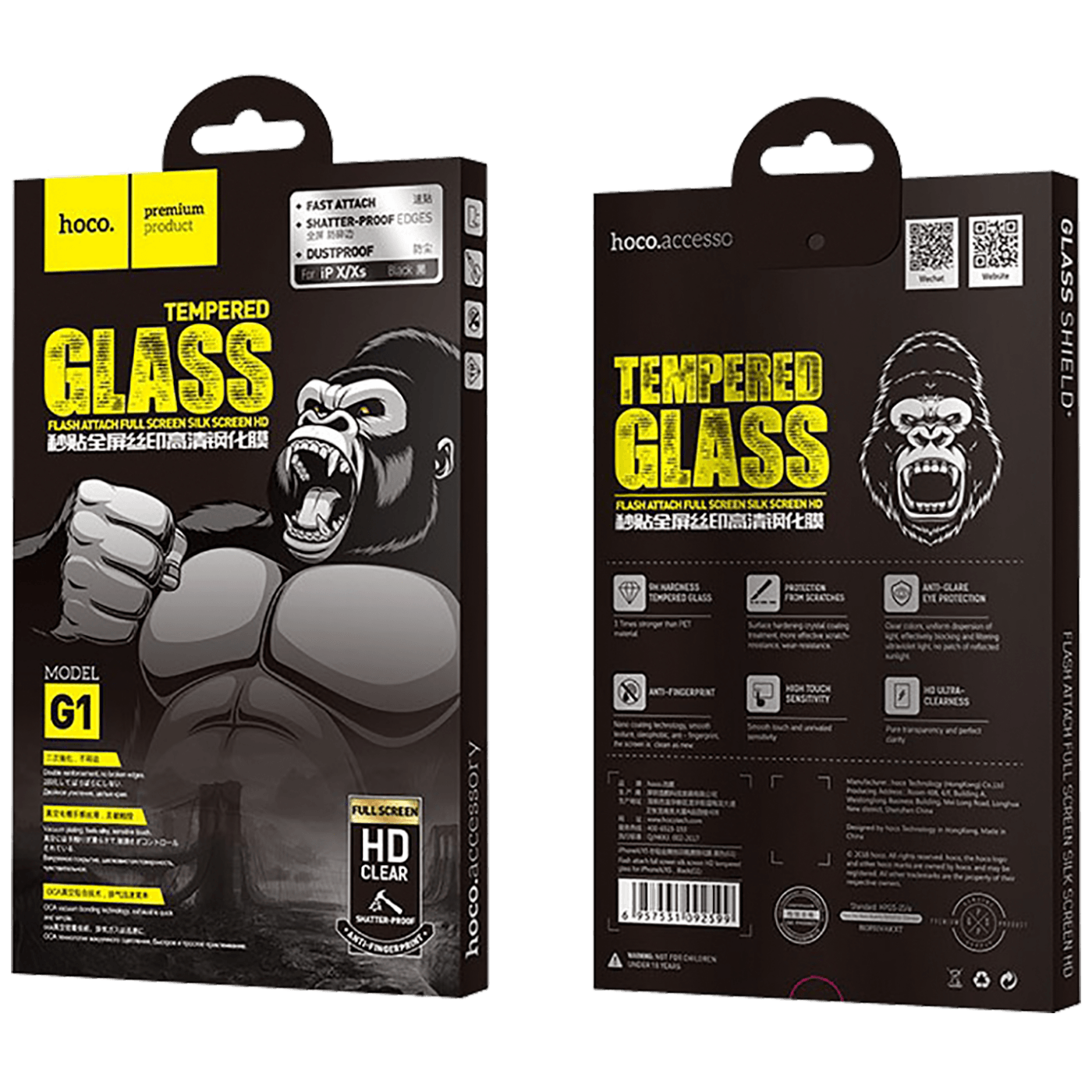 hoco. Zaštitno staklo za iPhone X / Xs - G1 - Flash attach