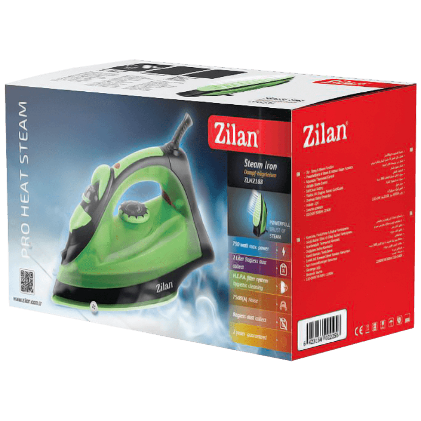 Zilan Pegla na paru, 2200 W, Anticalc And Drip, zeleno/crna - ZLN2189
