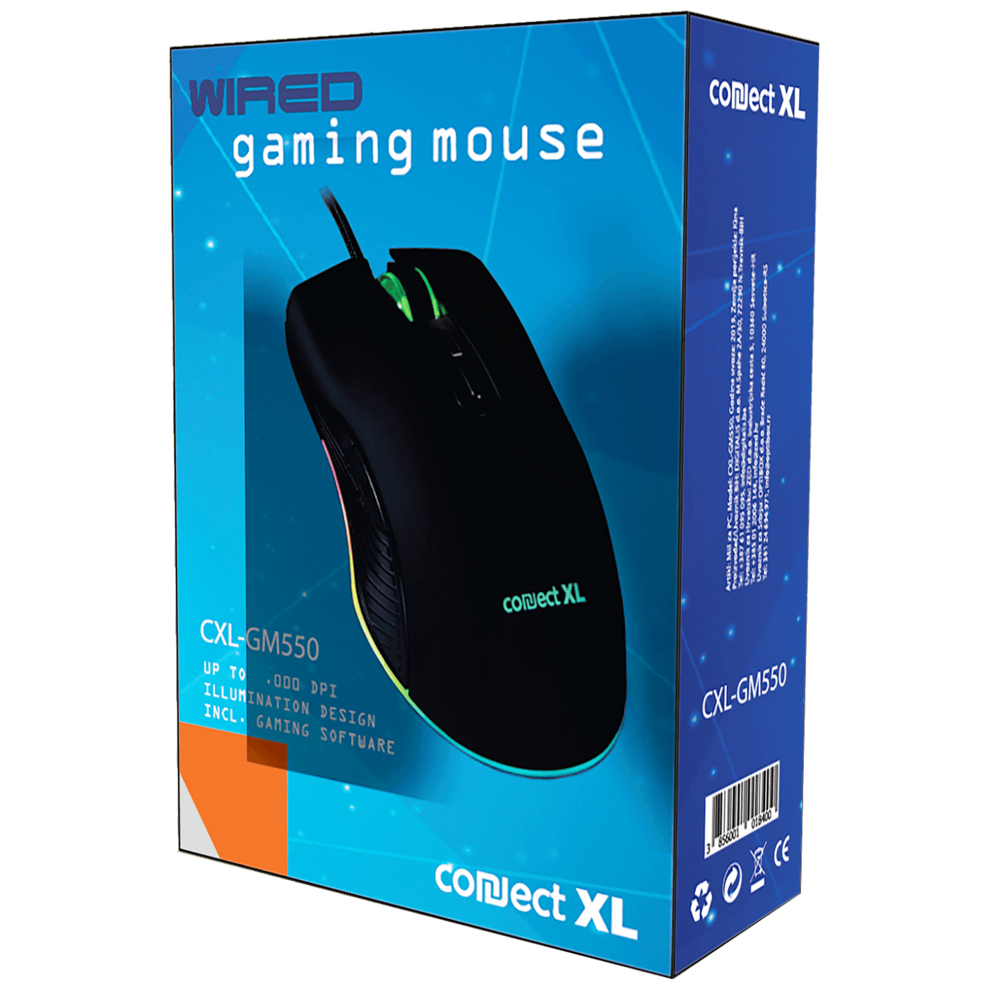 Connect XL Miš optički, 1500 dpi,  GAMER, USB, 7 tipki - CXL-GM550