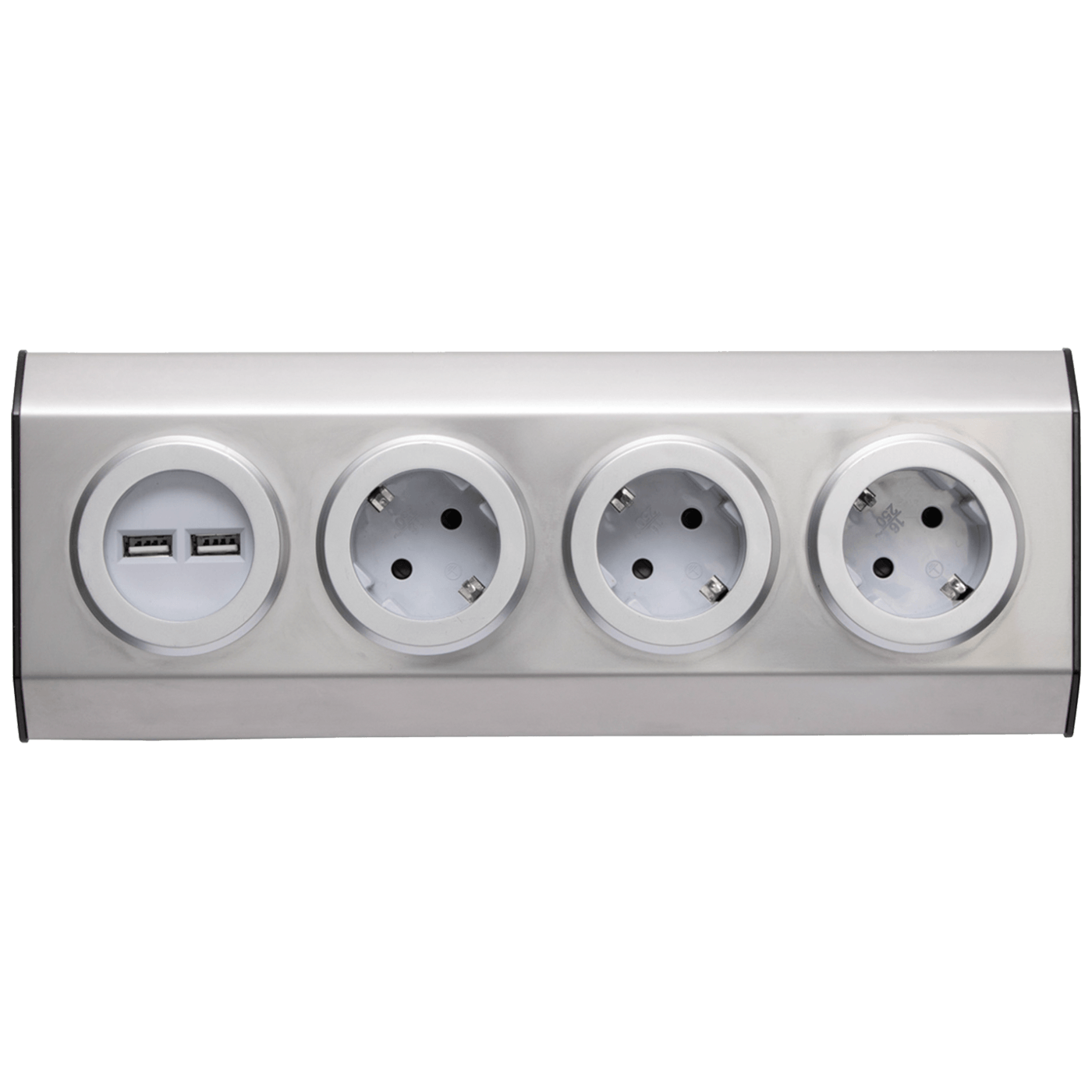 home Strujni razdjeljnik sa 3 utičnice + USB, INOX - KNV 03/USB
