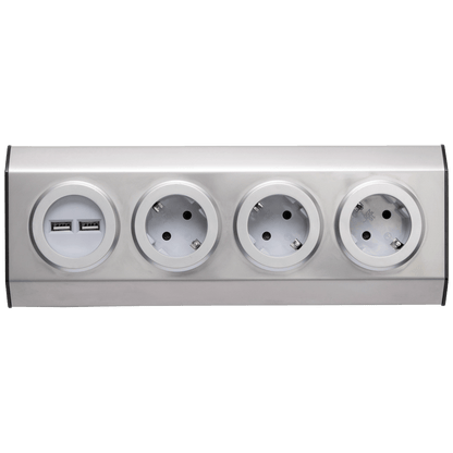 home Strujni razdjeljnik sa 3 utičnice + USB, INOX - KNV 03/USB