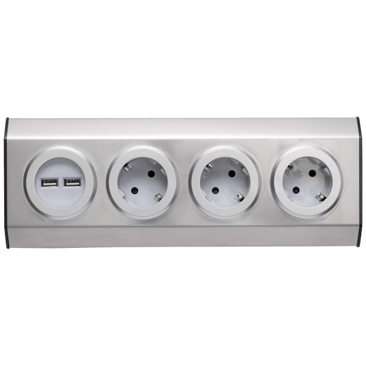 home Strujni razdjeljnik sa 3 utičnice + USB, INOX - KNV 03/USB