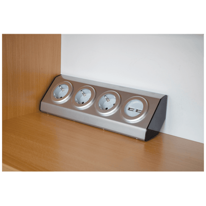 home Strujni razdjeljnik sa 3 utičnice + USB, INOX - KNV 03/USB