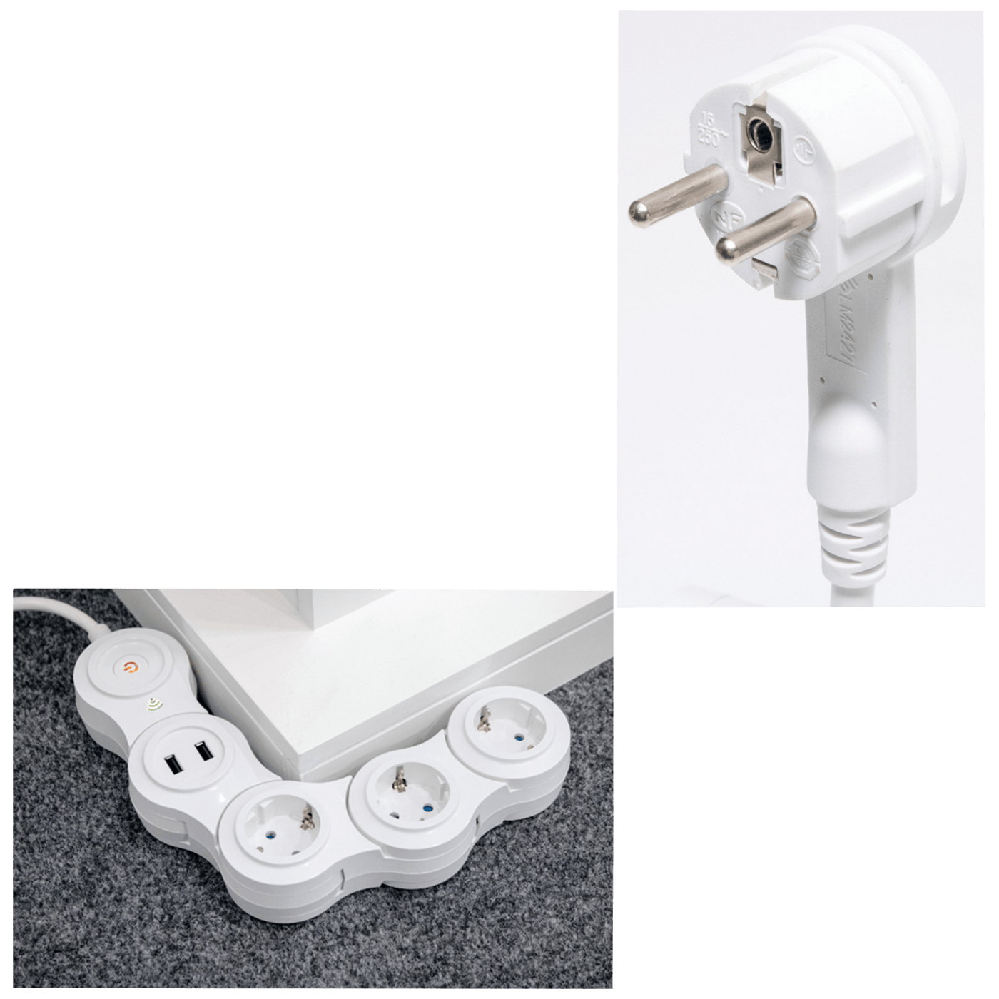 home Produžni kabl,SMART,podesivi,3 utičnice,1.5mm²,USB,WiFi - NVH 03K/WIFI
