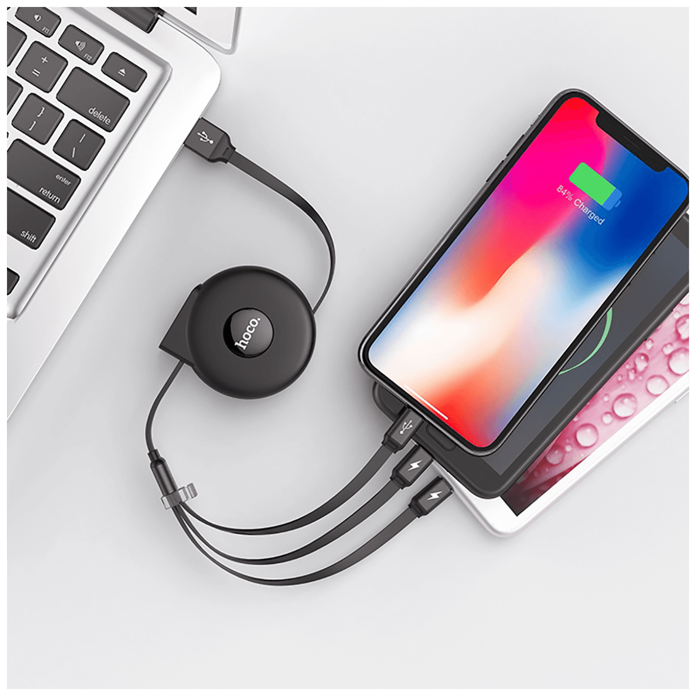 hoco. USB kabl za punjenje, 3in1, na izvlačenje, 1 met., 2 A - U50