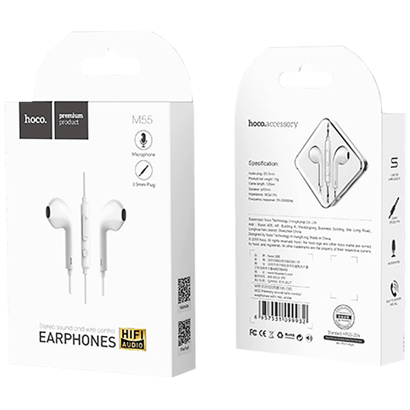 hoco. Slušalice sa mikrofonom, 3.5 mm,dužina kabela 1.2 met,bijela - M55 Memory sound White