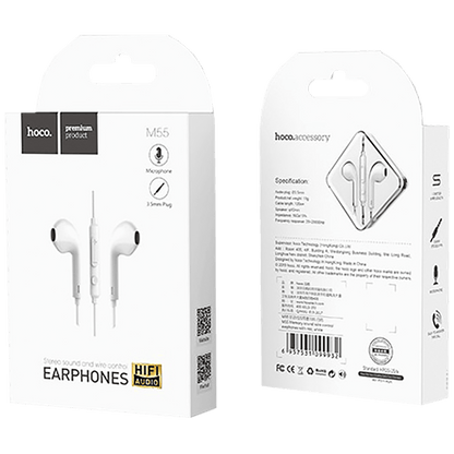hoco. Slušalice sa mikrofonom, 3.5 mm,dužina kabela 1.2 met,bijela - M55 Memory sound White