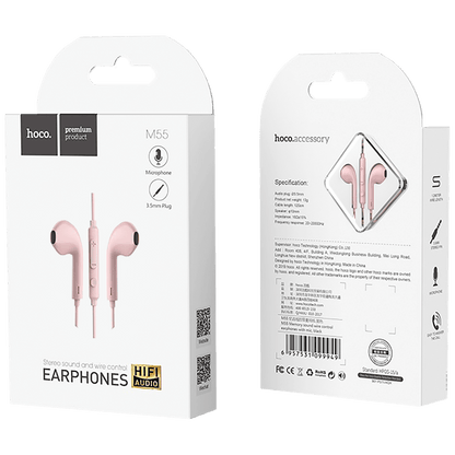 hoco. Slušalice sa mikrofonom, 3.5 mm, dužina kabela 1.2 met, pink - M55 Memory sound Pink