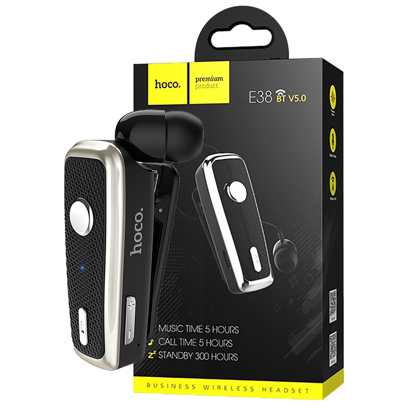 hoco. Slušalica bežična sa mikrofonom, Bluetooth, 90 mAh, 5 h - E38 Business Black