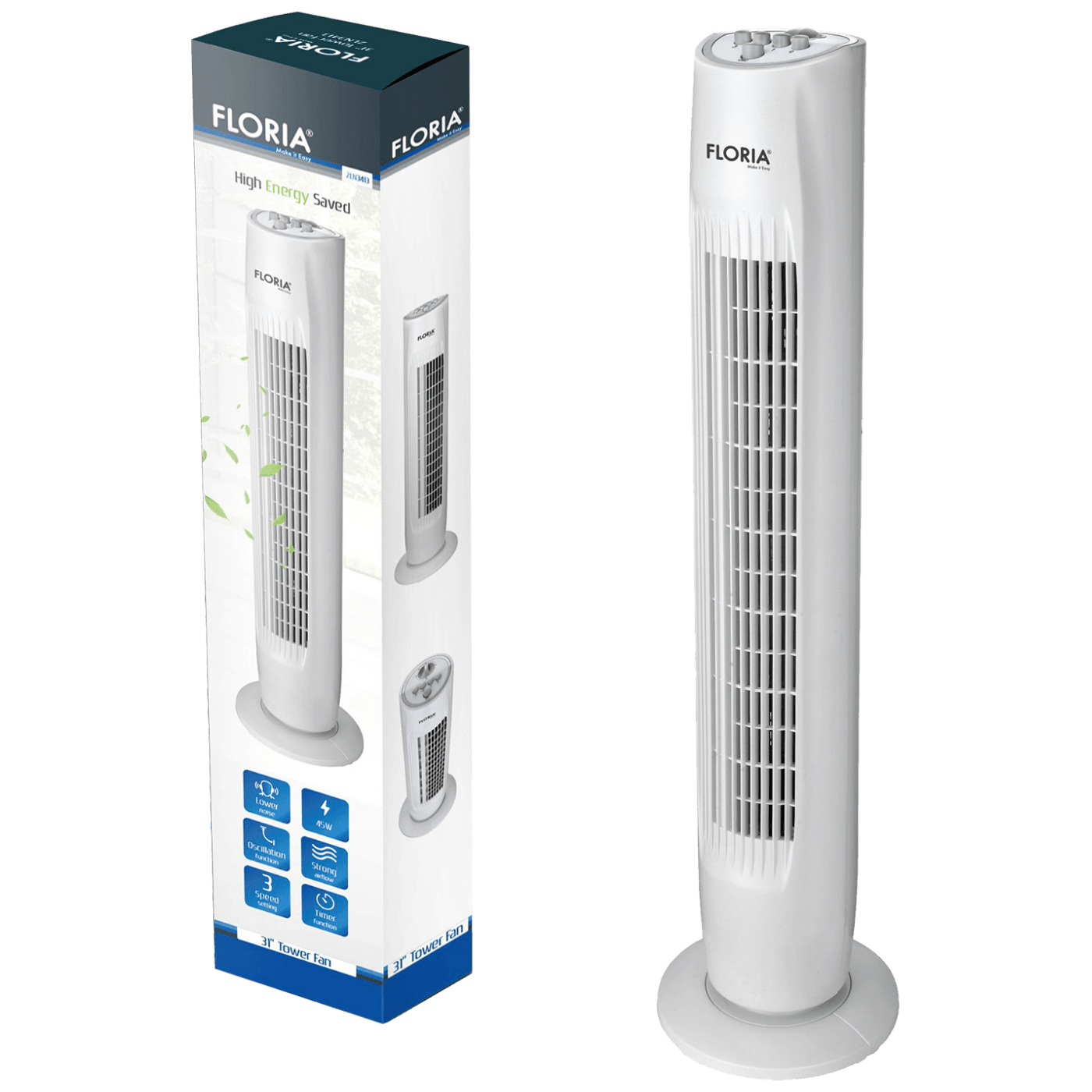 Floria Ventilator stupni, 3 brzine, 45 W, 75 cm, ±80° - ZLN3413