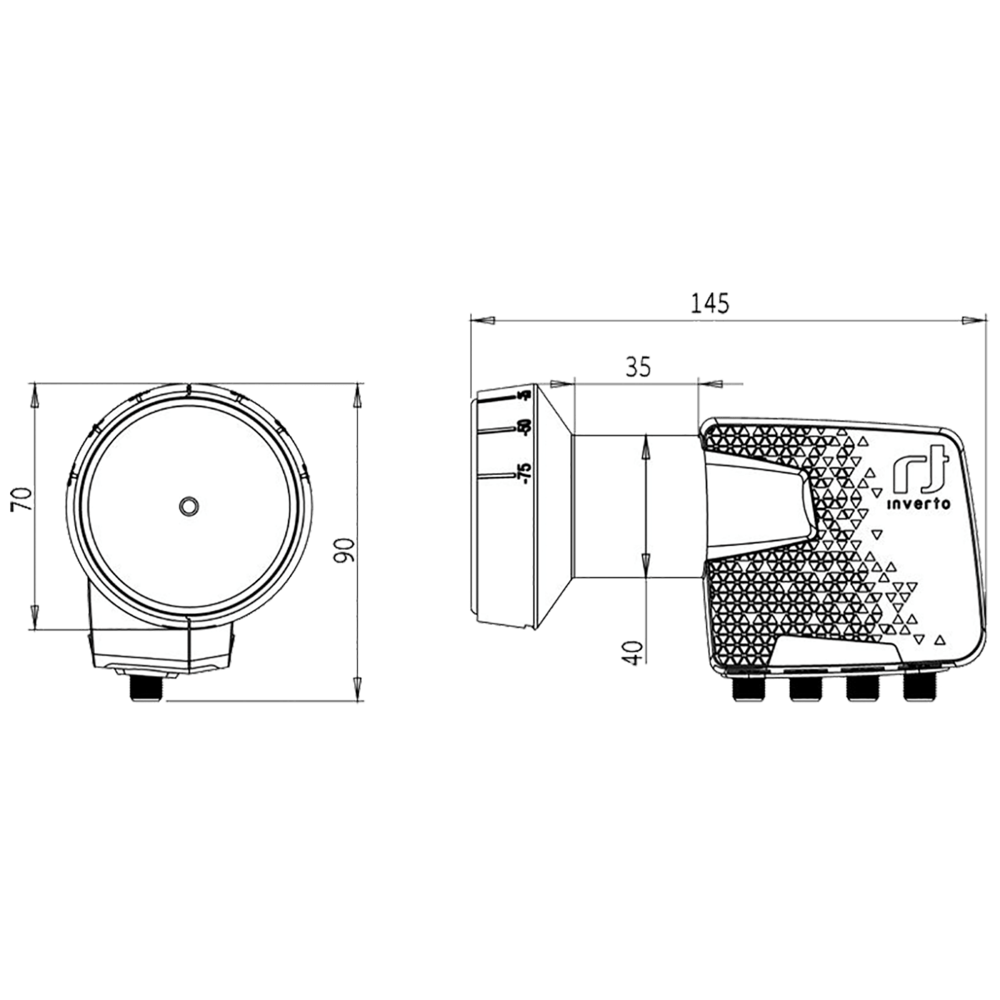 Inverto LNB Quattro, šum 0,3dB, Home Pro, DVB-S2 ( HD - UHD ) - IDLH-QTL410-HMPRO-OPN